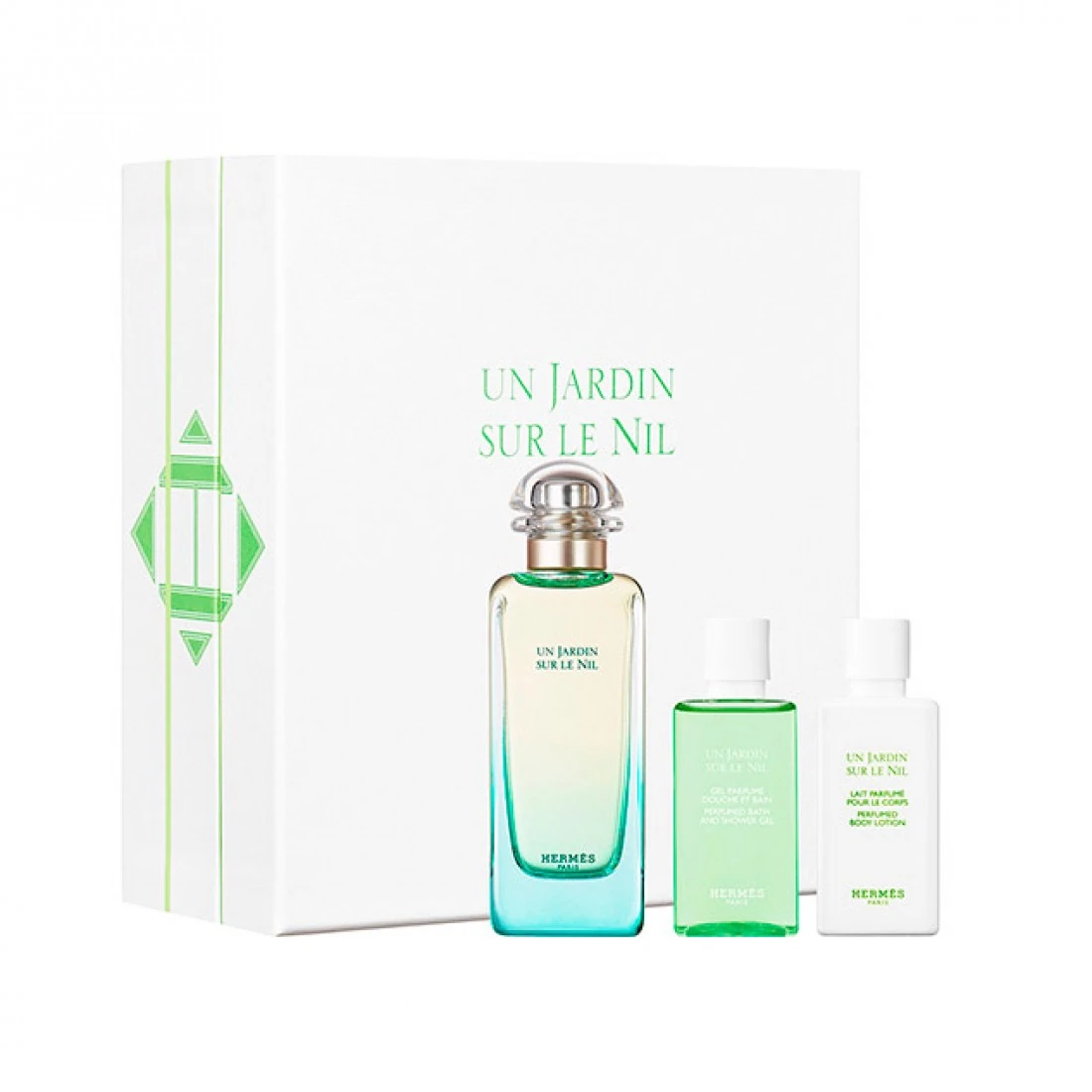 Hermes Un Jardin Sur Le Nil Подаръчен комплект, Тоалетна вода 100ml + Мляко за тяло 40ml + Душ гел 40ml