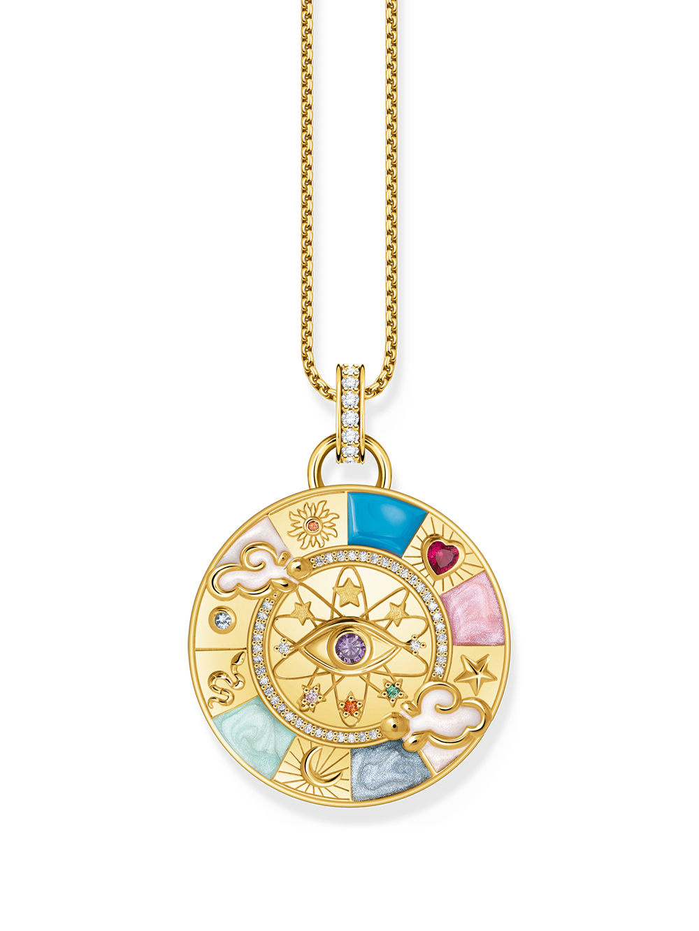 Thomas Sabo PE962-471-7 Gold-plated chain pendant w. wheel of fortune 