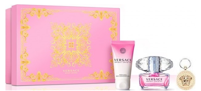 Versace Bright Crystal Подаръчен комплект, Тоалетна вода 90ml + Мляко за тяло 100ml + kľúčenka