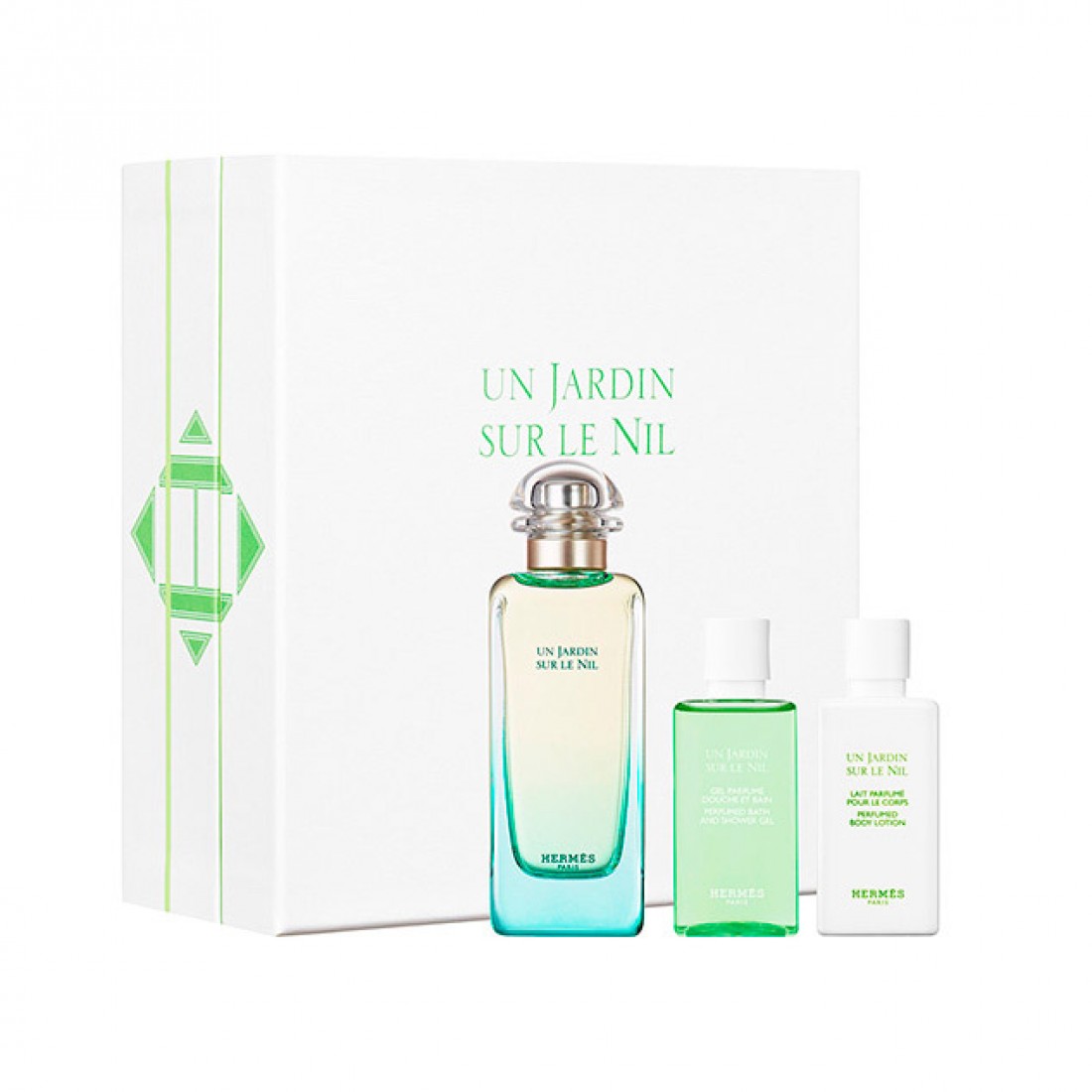 Hermes Un Jardin Sur Le Nil Подаръчен комплект, Тоалетна вода 100ml + Мляко за тяло 40ml + Душ гел 40ml