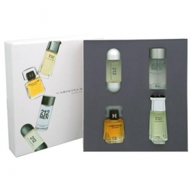 Carolina Herrera mini set Подаръчен комплект, Carolina Herrera 212 Woman Тоалетна вода 5ml  + Carolina Herrera 212 Men Тоалетна вода 7ml + Carolina Herrera Herrera Парфюмна вода 4ml + Carolina Herrera Herrera for Men Тоалетна вода 7ml